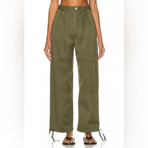 Moussy Olive Green Wide Leg Utility Pants